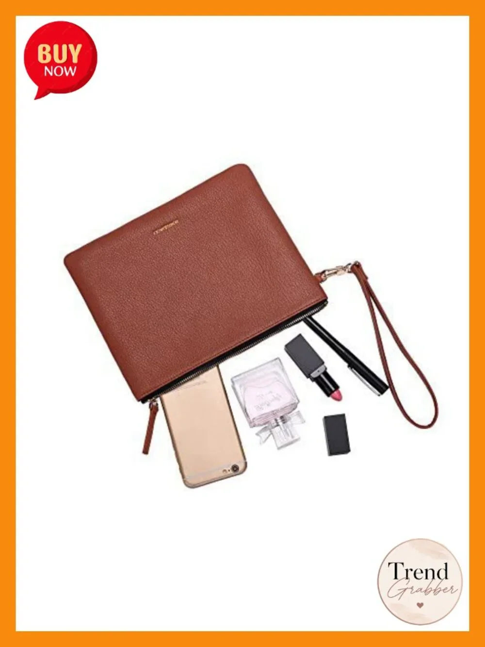Genuine Goatskin Leather Wristlet Clutch Purse Large Phone Wallet Detachable